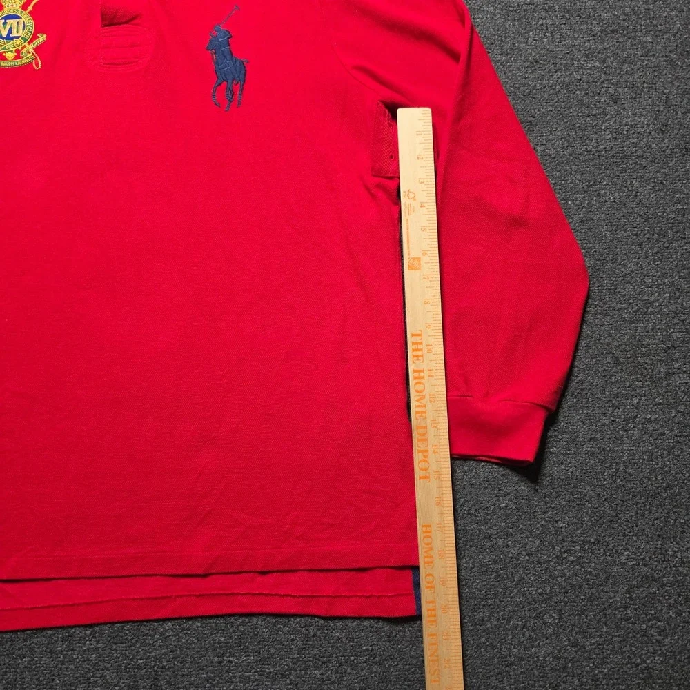Polo Ralph Lauren Rugby Polo Long Sleeve Red Mens XXL Mesh Crest Big Pony IV